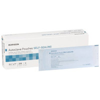 Sterilisatiezakje mckesson ethyleenoxide (eo) gas/stoom 3-1/2 x 9 inch transparant blauw/wit zelfsluitend papier/film
