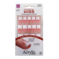 BL Kiss Salon Acrylic French 28 Count Long Length Pink - Pack of 3