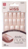 BL Kiss Salon Acrylic Nude French 28 Count Medium Length Flat - Pack of 3