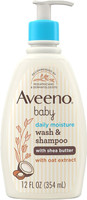 BL Aveeno Baby Daily Moisture Wash / Shampoo Shea Butter 12oz - Pack of 3