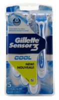 BL Gillette Mens Sensor 3 engangsbarberkniv 5 Count Cool - Pakke med 3