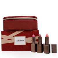 Laura Mercier Pas De Trois Rouge Essential Triplet Lipstick Set in Cosmetic Bag