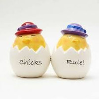 PT Magnetic Chicks Rule Chicks in Eggs Salt and Pepper Shaker Set