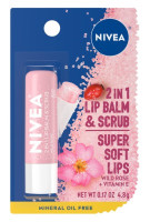 BL Nivea Lip 2 em 1 protetor labial e esfoliante Wild Rose + vitamina E 0,17 onças - pacote de 3