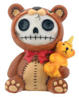 Mini figurine en résine avec crâne d'ours de miel Pt Furrybones