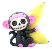 PT Furrybones Black Munky Skull Mini Resin Figure