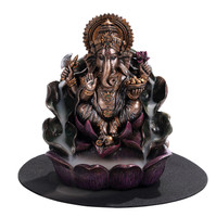 PT Ganesha Hand Painted Resin Blackflow Incense Burner