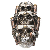 PT Steampunk Stacked Skulls Resin Backflow Incense Burner