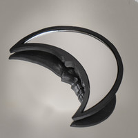 PT Black Crescent Skull Moon Handheld Mirror