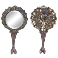 Espelho de mão em resina de concha de sereia Pt
