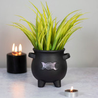 PT Black Triple Moon Caldron Resin Planter Pot