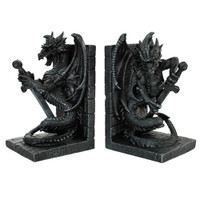 PT Dragon with Swords Resin Bookends 