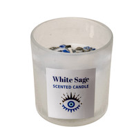 PT All Seeing Eye White Sage Scented Protection Charm Candle with Handmade Glass Protection Eye