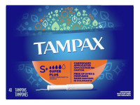 Tampões Tampax super plus 40 contagens sem perfume x 3 pacotes