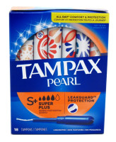 Tampax tamponger pearl super pluss 18 count uparfymerte x 3 pakker