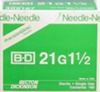 BD Needle Only 21 Gauge 1.5 inch 100/box