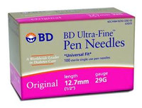 Agulha de caneta de insulina original BD Ultra Fine 29 G x 12,7 mm-100