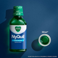 Vicks NyQuil Cough Cold & Flu Nighttime Relief, Alcohol Free Berry Liquid 12 Oz