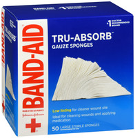 Bandaid Large Tru-Absorb 4x4 in Guaze Sponge 50 CT