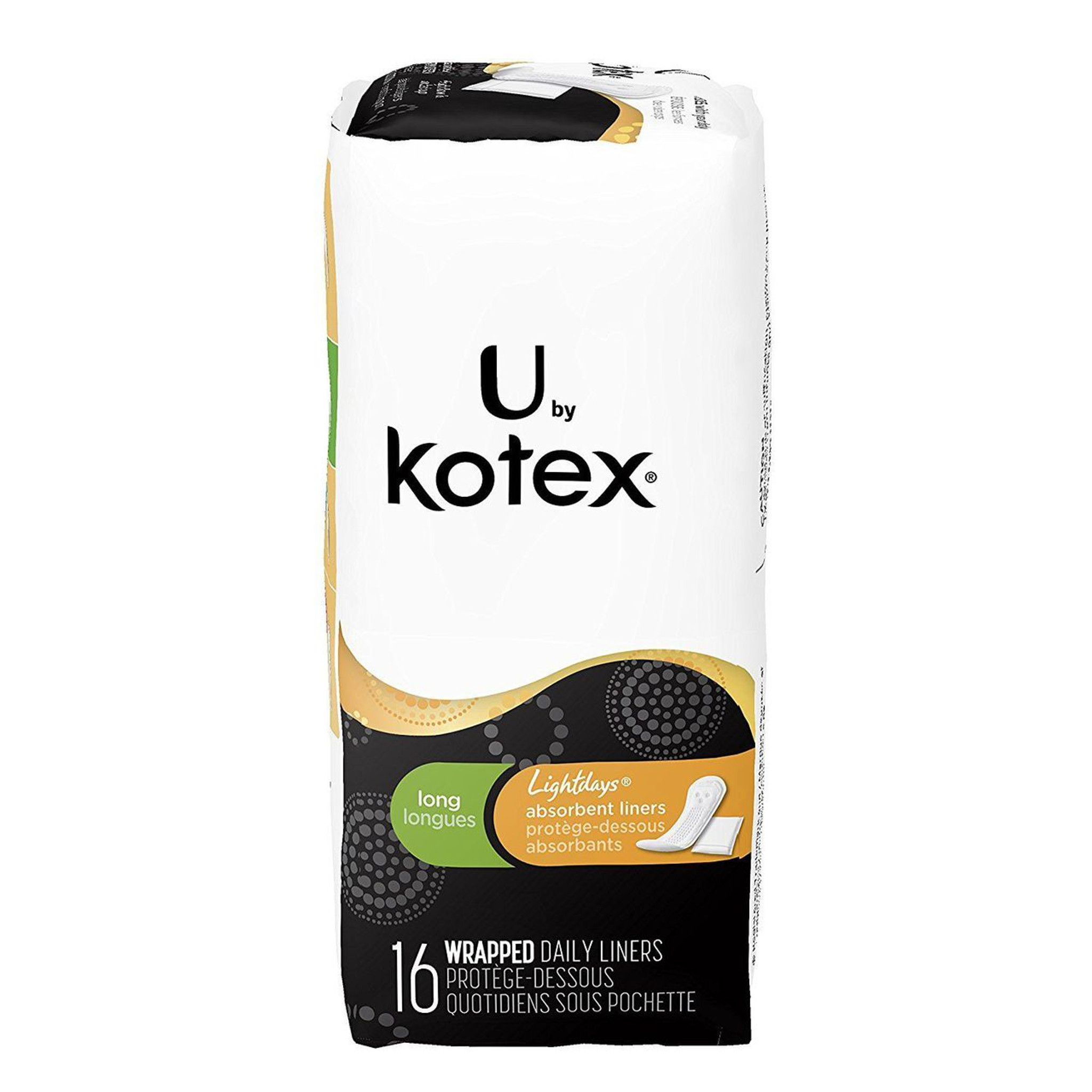 U by Kotex Absorbent Pantiliners, Long, Individually Wrapped