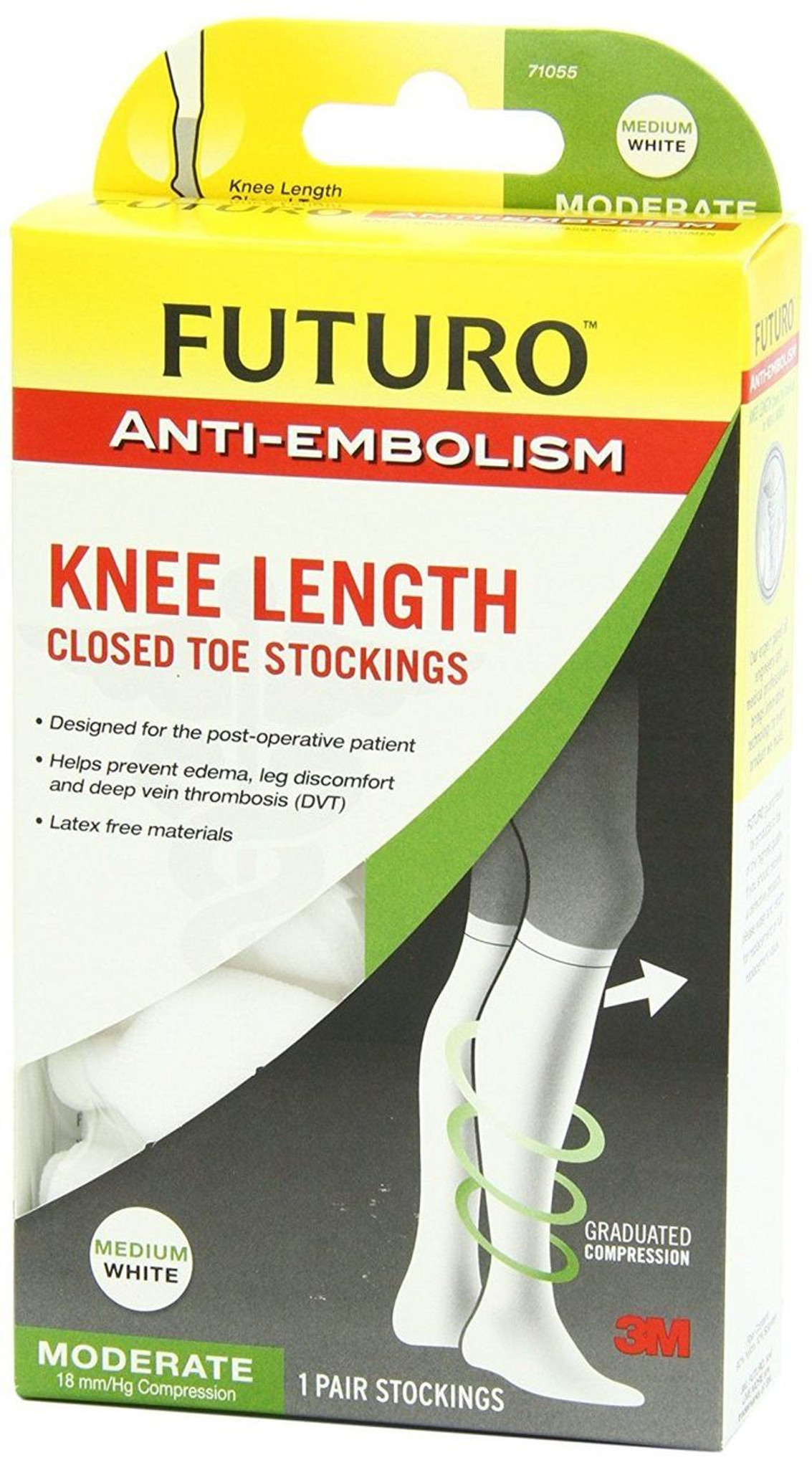 Futuro anti-emboli knælange strømper lukket hvid