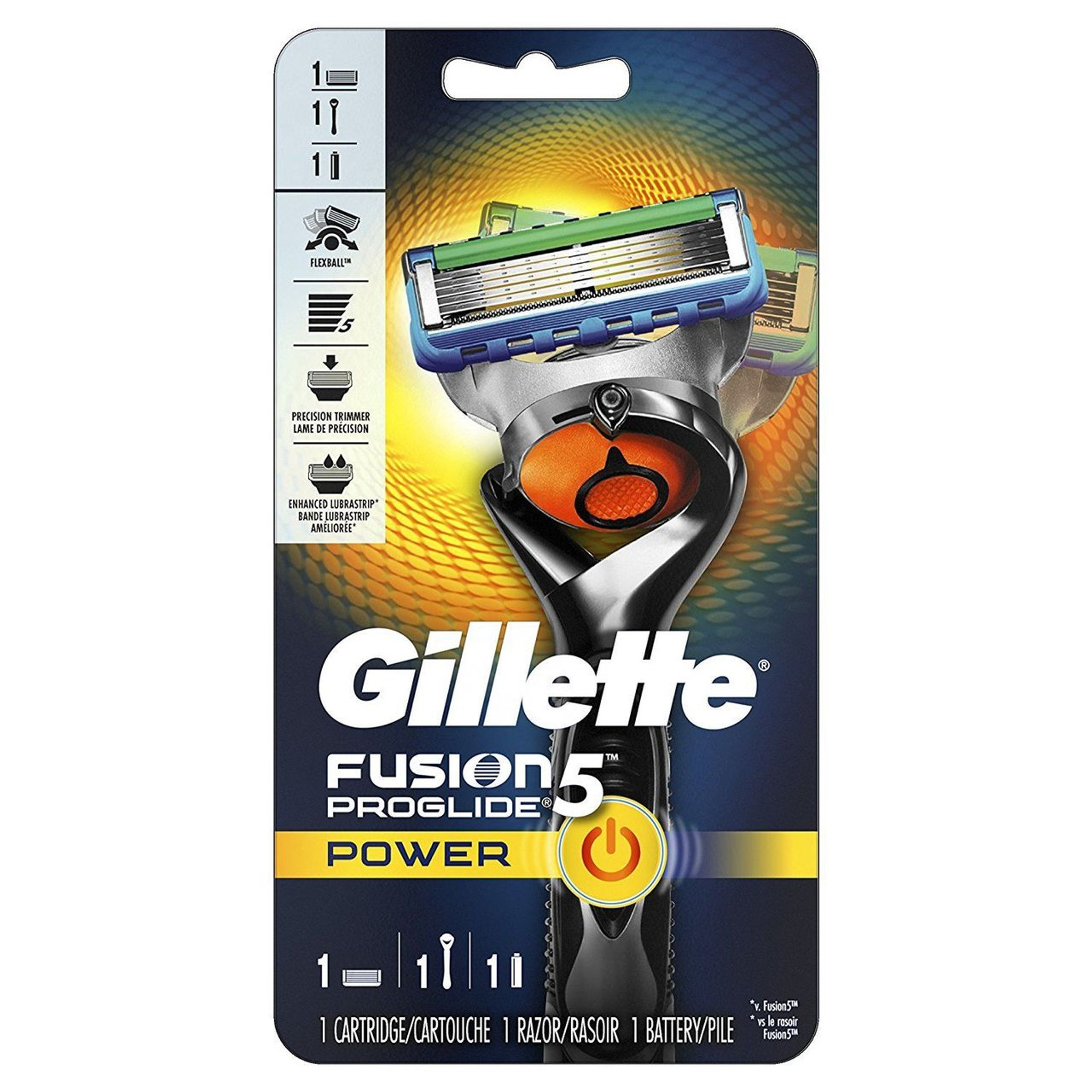 Gillette Fusion5 ProGlide Sensitive Power Men's Razor Handle + 1 Blade  Refill