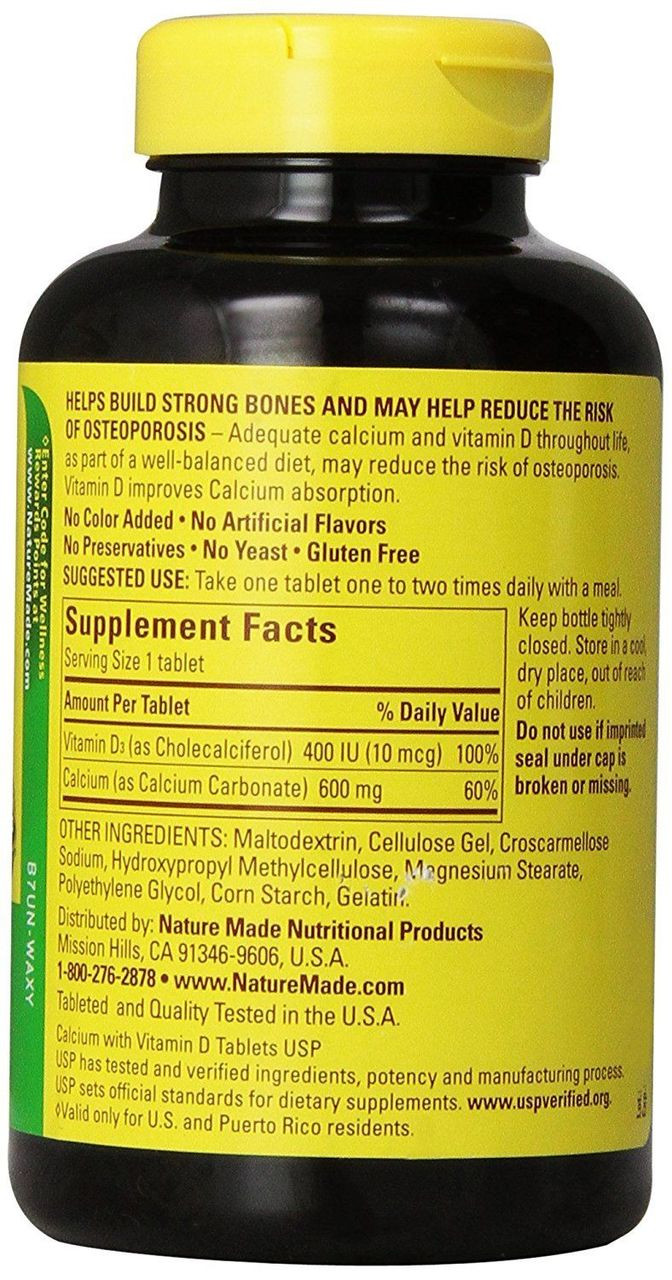 Nature Made Calcium 600 Mg + Vitamin D3 Tablet 220 Ct