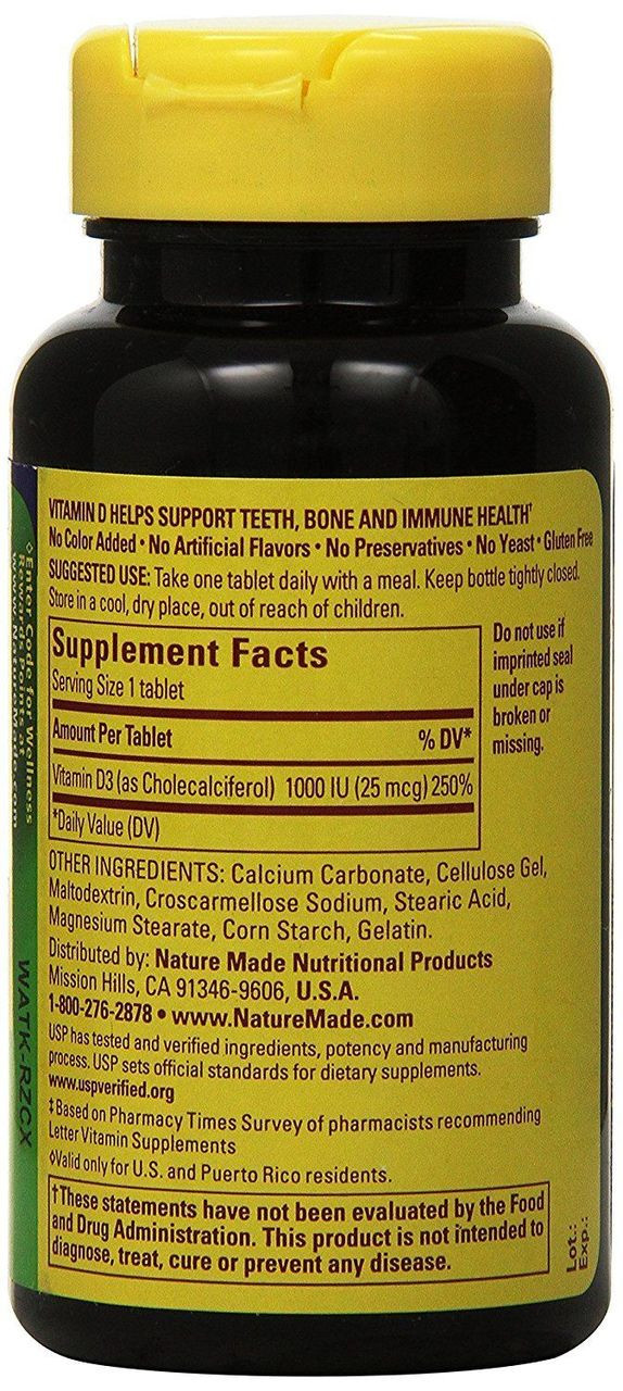 Nature Made Vitamin D 3, 1000IU 100 Tablets Support strong bones
