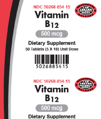 AvKARE Vitamin B12 Cyanocobalamin 500mcg 5X10 UD 50 Tablet