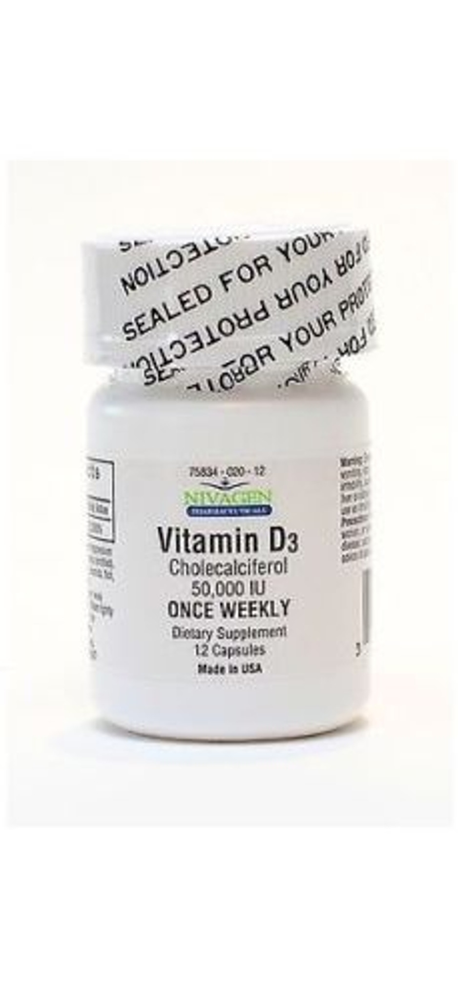 Nivagen Vitamin D3 Cholecalciferol 50000 Iu Once Weekly 12 Capsules