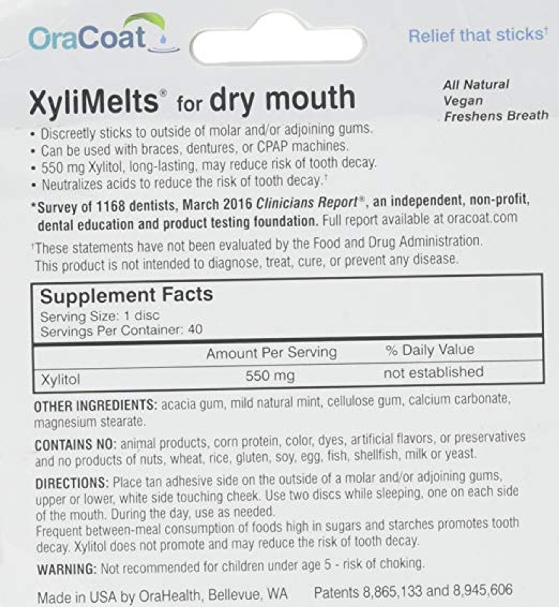 Oracoat Xylimelts, 40 Count. Authorized vendor