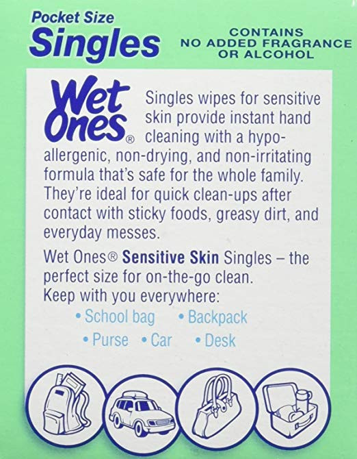 Wet Ones Sensitive Skin Hand Wipes Singles Extra Gentle Fragrance