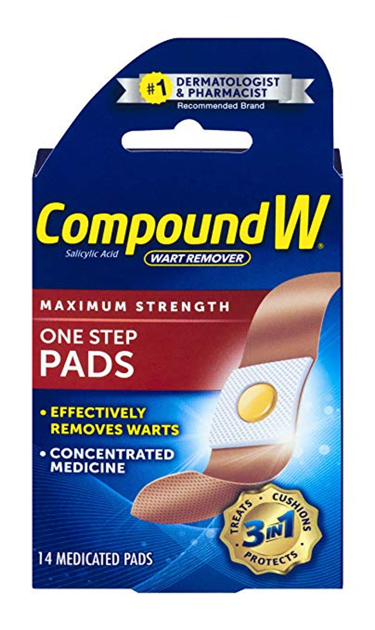 Compound W Maximum Strength One Step Plantar Medicated Foot Pads Wart  Remover