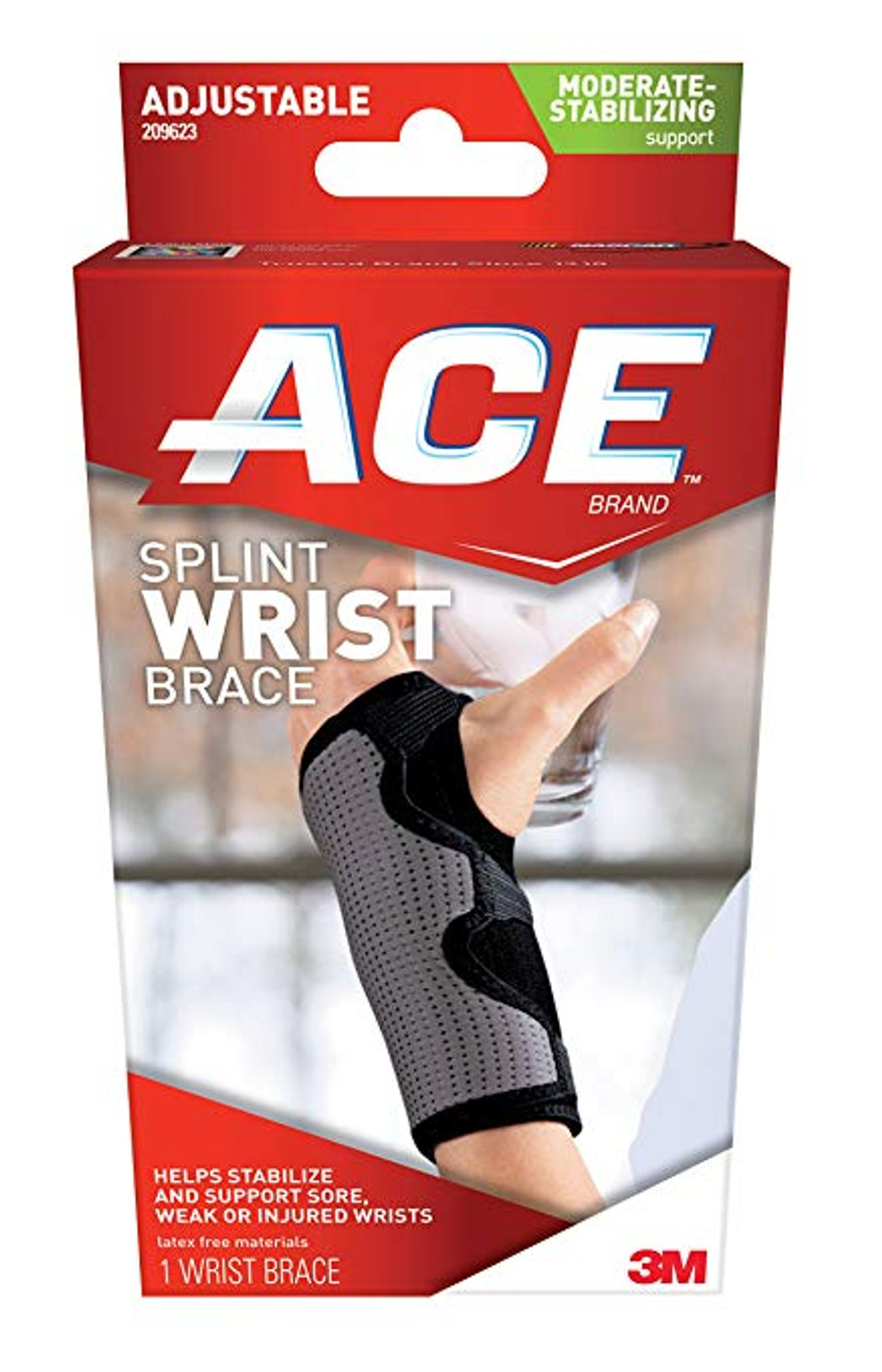 ACE Splint Wrist Brace, Reversible, One Size Adjustable