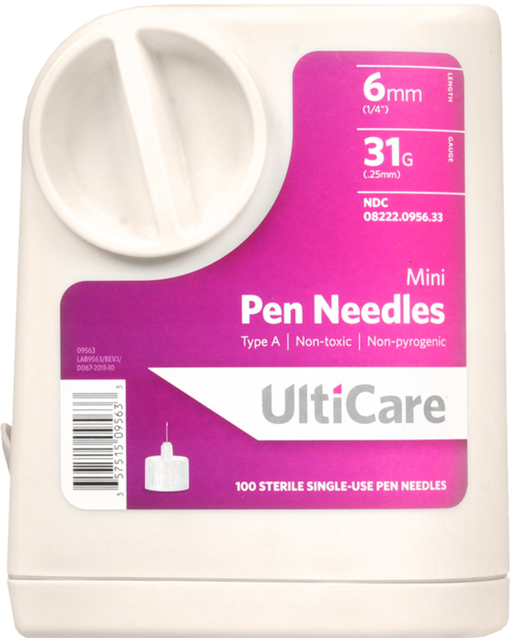 Ulticare Pen Needle Mini 31 Gauge, 1/4 (6mm)- 50ct Box