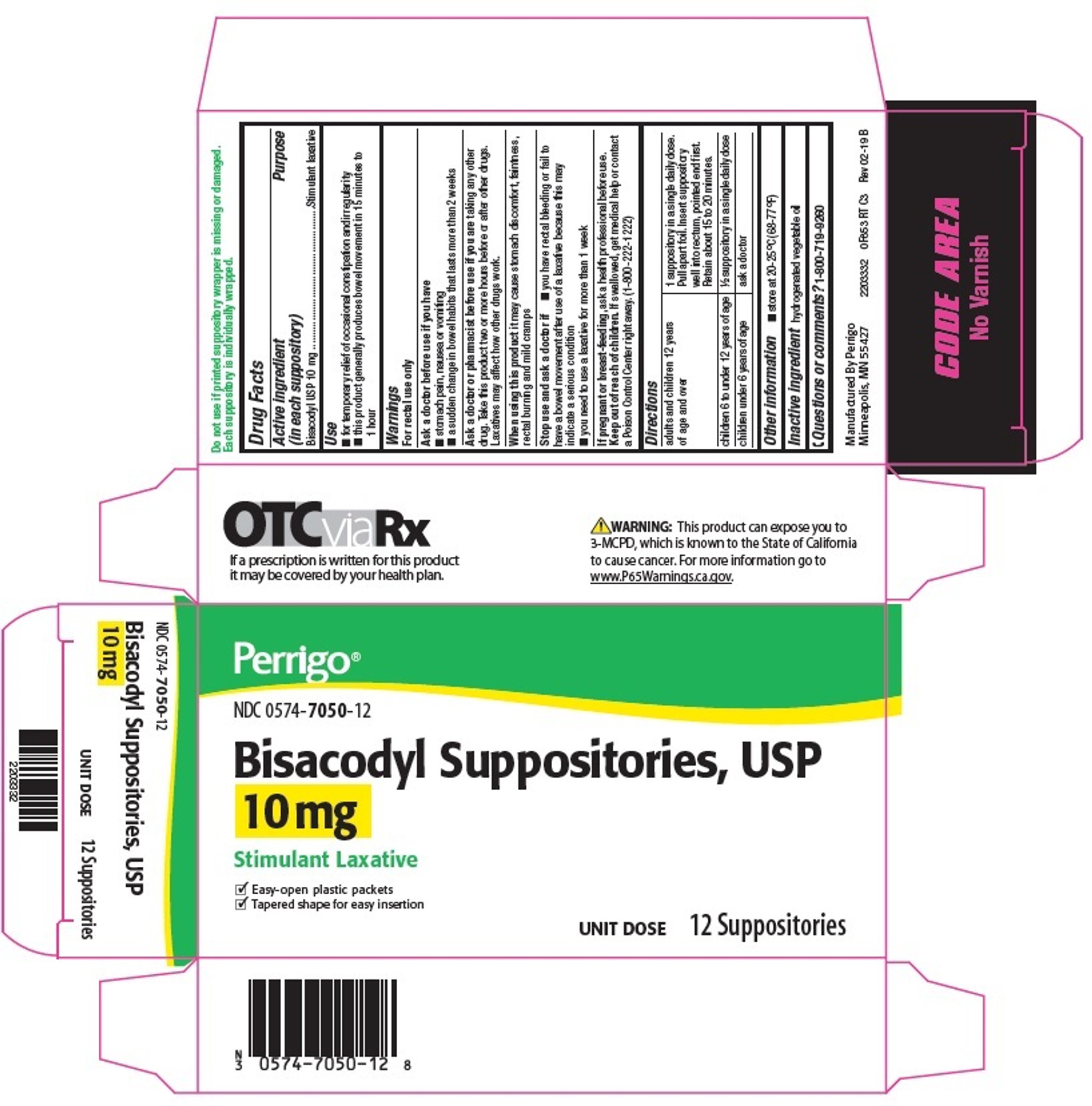 Bisacodyl 10 MG Suppository, Box of 12 - American Screening Corp