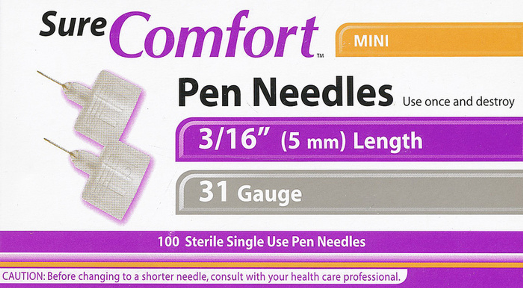 UltiGuard Mini Pen Needles 31g 5mm 100 Count