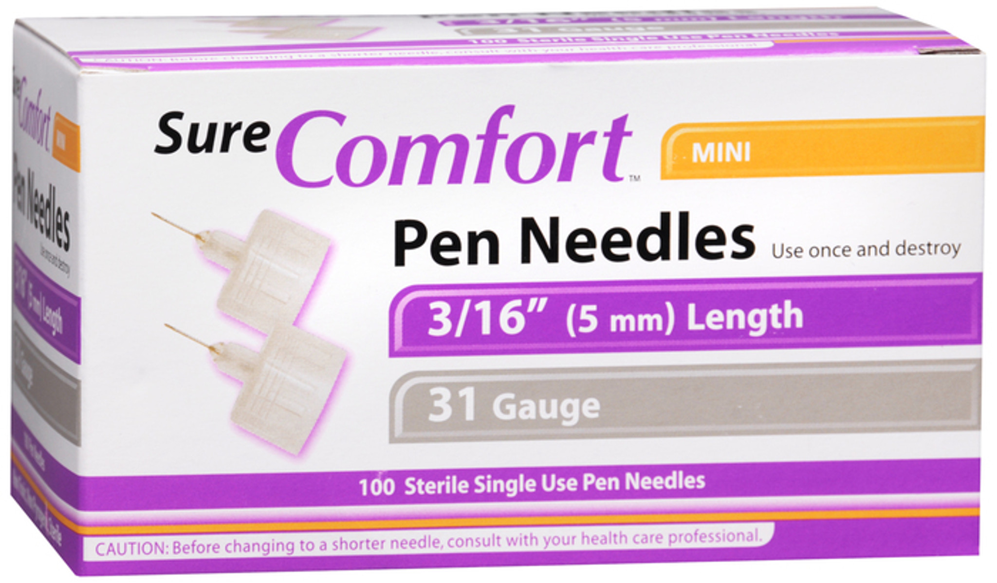 UltiGuard Mini Pen Needles 31g 5mm 100 Count