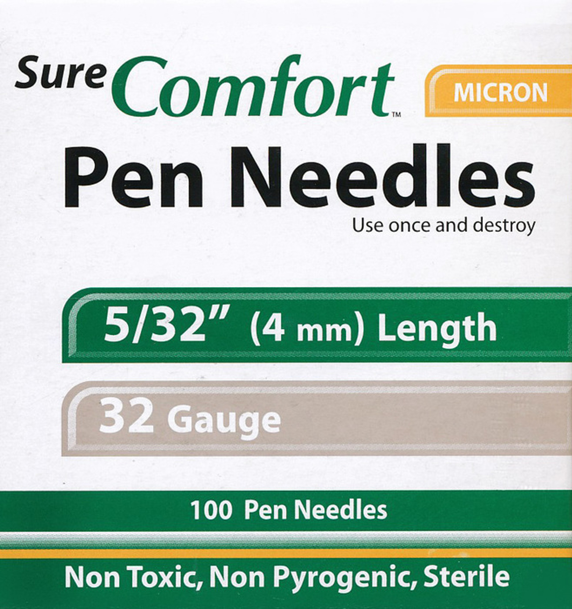 Sure Comfort 32 Gauge 532 Mini Pen Needles 100 Counts 