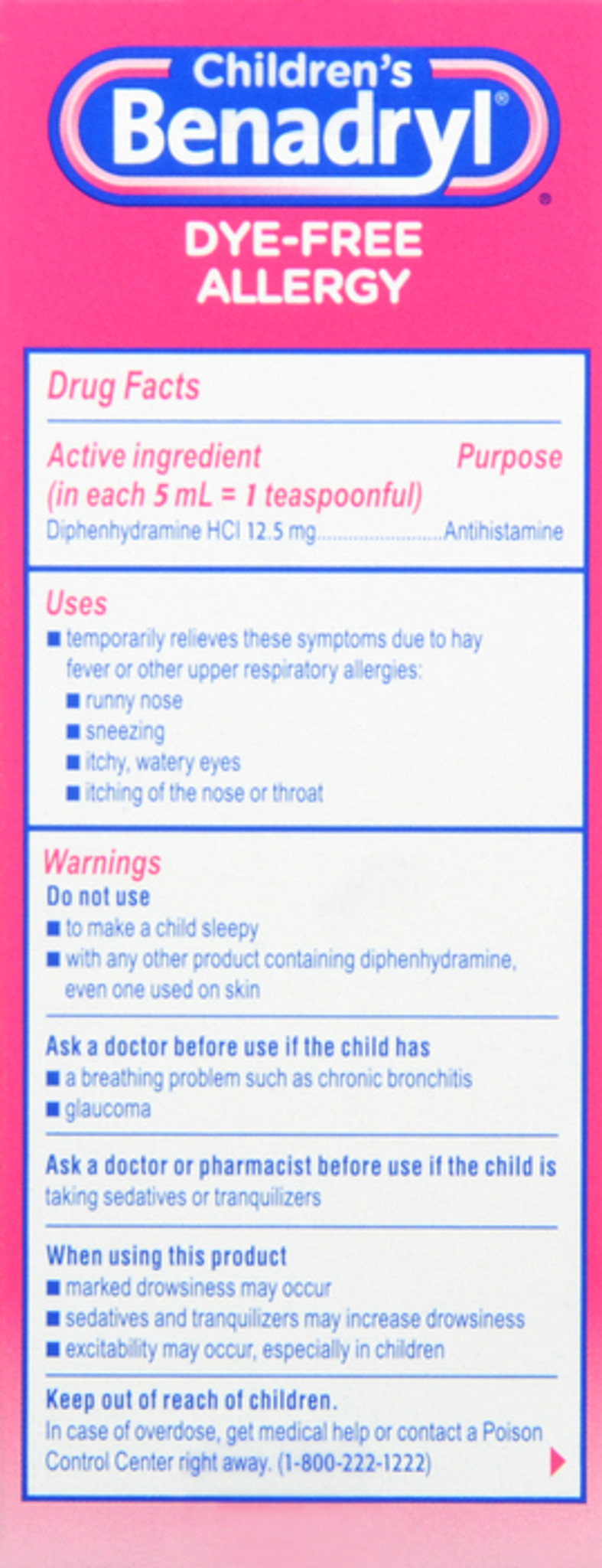 Børne Benadryl Farvefri Allergi Flydende Bubble 4 fl. oz -