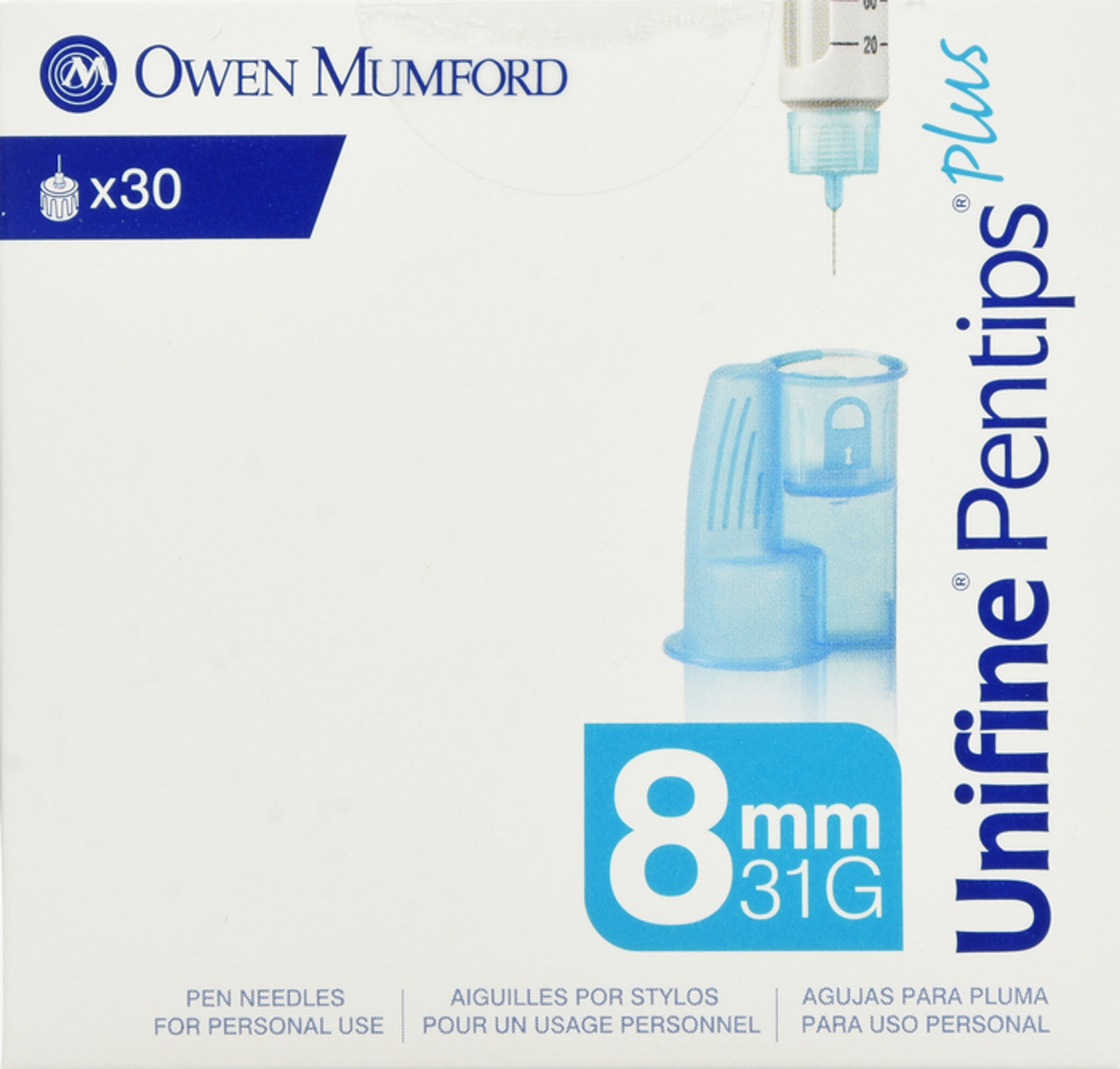 Unifine Pentips Plus Pen Needles 8 MM X 31 G 30 Count 