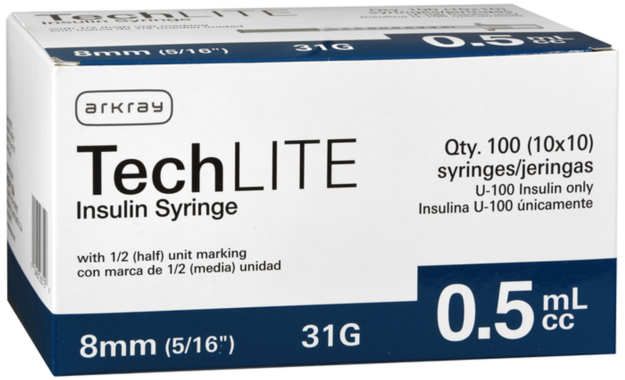 Techlite Insulin Syringes 31 G X 8 Mm 0 5 Ml 100 Counts Drugsupplystore Com