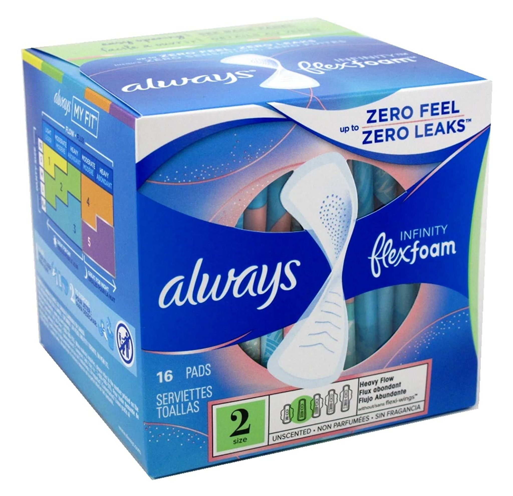 Always Pads Size 3 Infinity W/Flex Foam XHeavy Flow 14 Ct 3PACK Always Pads Size 3 Infinity W/Flex Foam XHeavy Flow 14 Ct 3PACK
