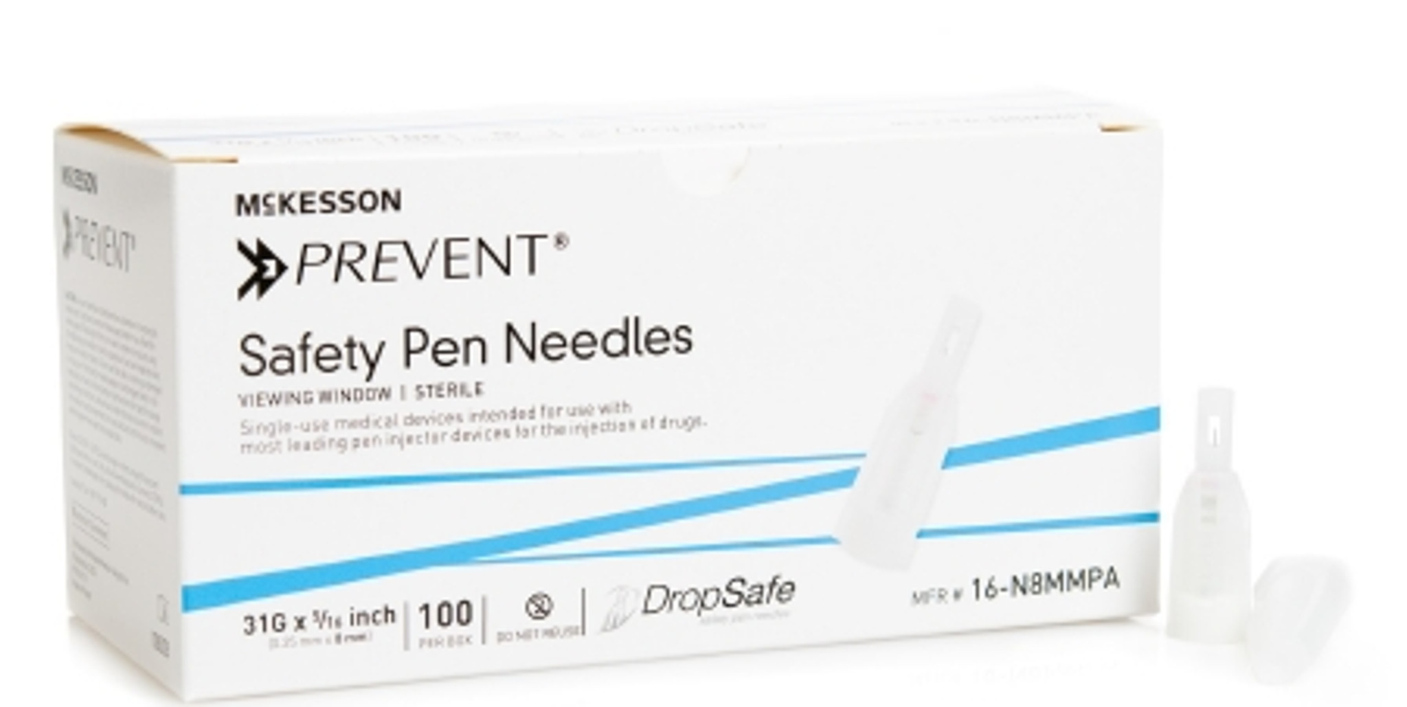 McKesson Prevent Safety Pen Needles - 31g x 5/16 (8 mm) - Box of 100