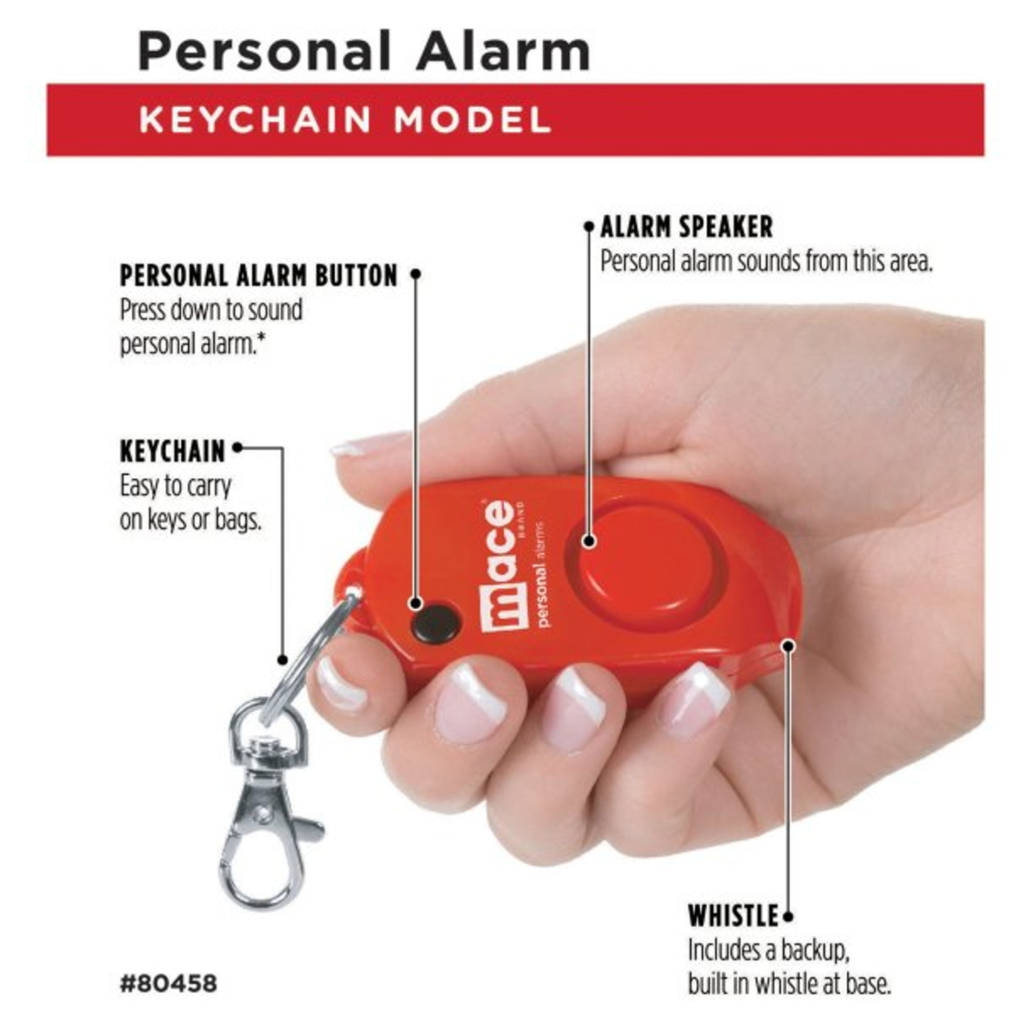 Llavero con alarma personal marca Mace (rojo) - drugsupplystore.com