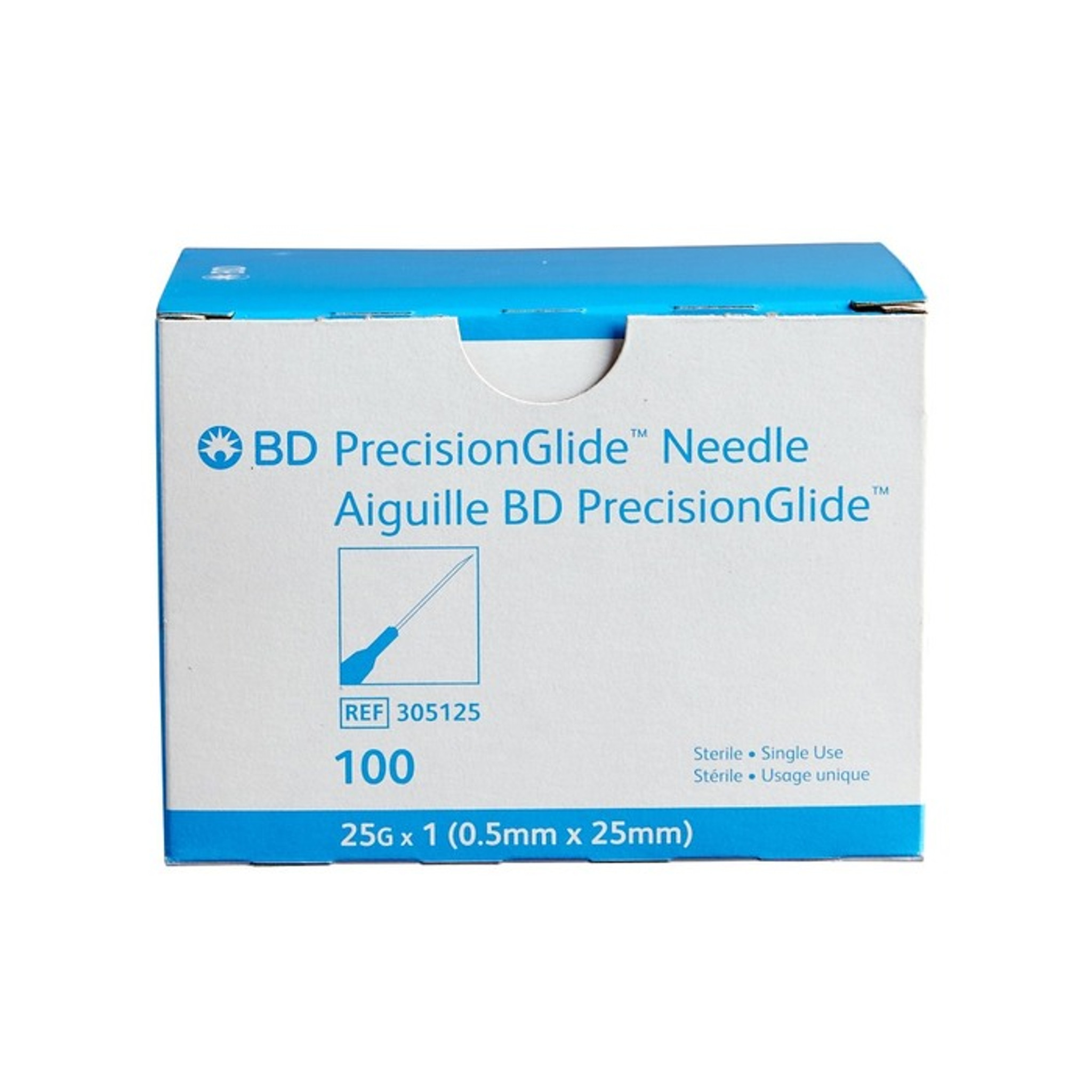 BD Precisionglide Needle 25G x 1.5 Inch, Regular Bevel, Sterile, box of 100