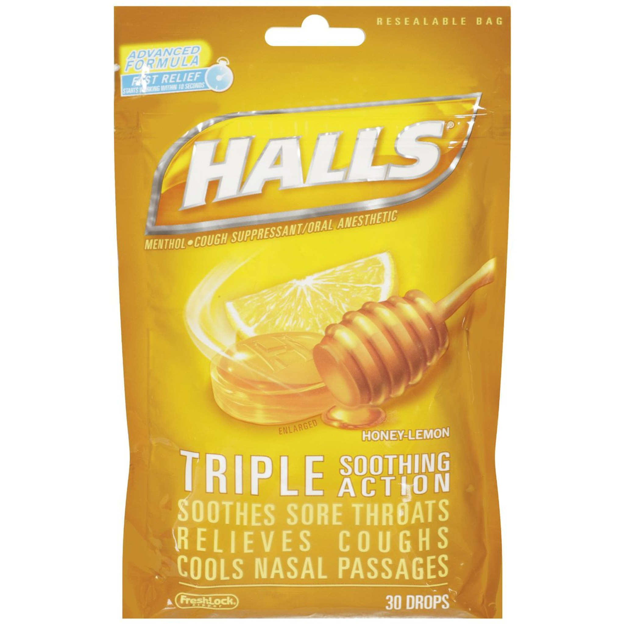 Halls Drops, Honey-Lemon, 30-Count.Authorized vendor