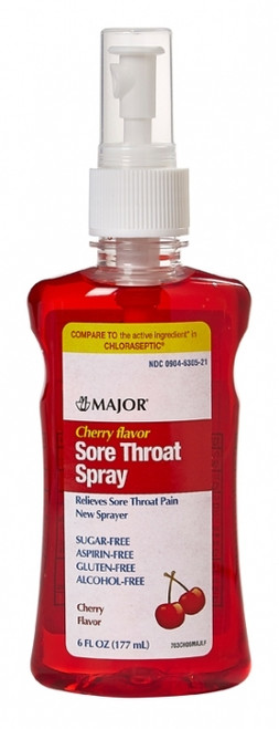 Major Sore Throat Cherry Spray phenol MUCOUS MEM SPRAY 1.4 % 177 ml