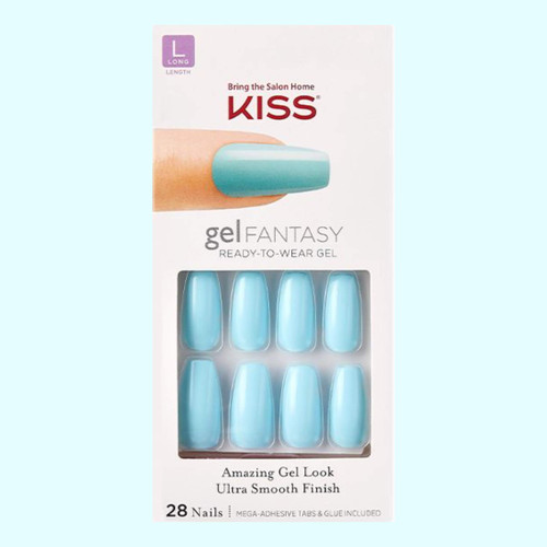 BL Kiss Gel Fantasy Collection 28 Count Light Blue Long Length - Pack 3 