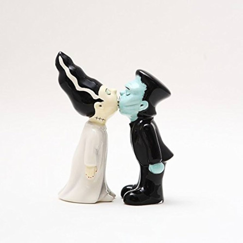 PT Magnetic Kissing Frankenstein and His Bride Salt and Pepper Shaker Set